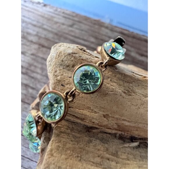 Givenchy Aqua Crystal Bracelet Gold Tone Link Design Signed Vintage - Picture 2 of 5